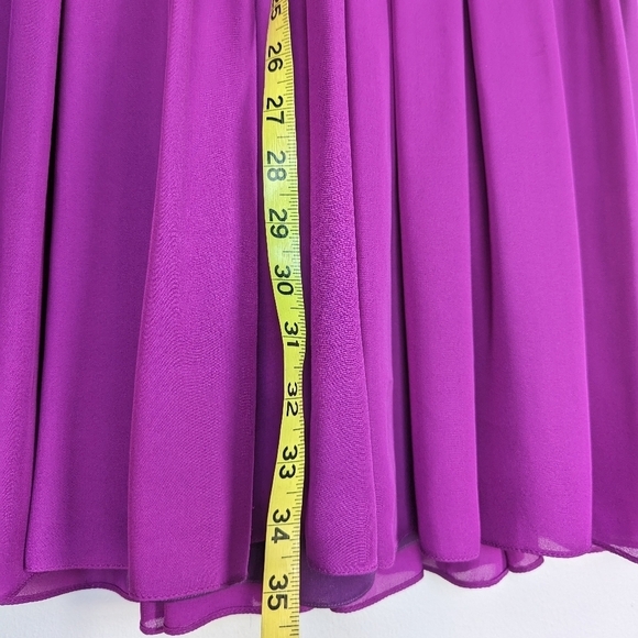 RARE Cushnie et Ochs Criss-cross Leather Bodice Mini Pleated Silk Skirt Orchid - Picture 9 of 10